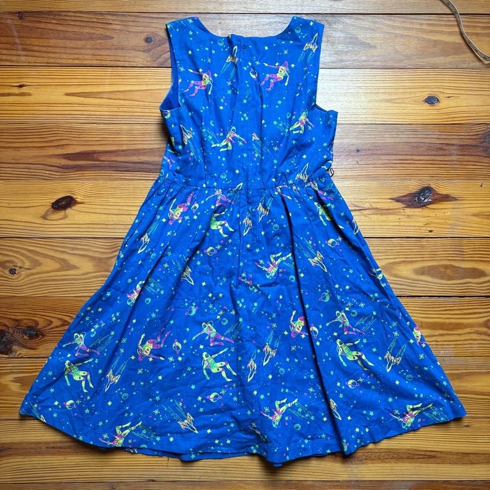 ModCloth Blue Fit and Flare Space Astronaut Dress, EUC, L - Picture 14 of 14